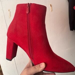 Red Suede Ankle Boots